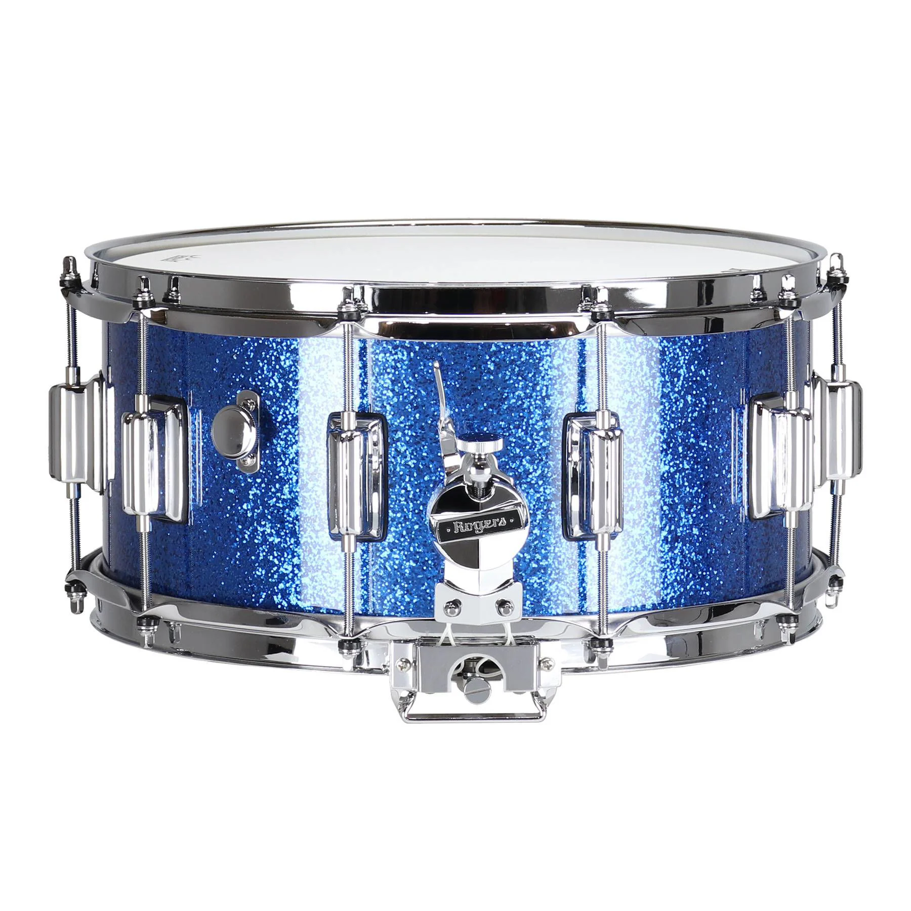 Rogers Dyna-Sonic Custom Series 14x6.5 Inch Snare Drum - Blue Sparkle Lacquer - Image 2