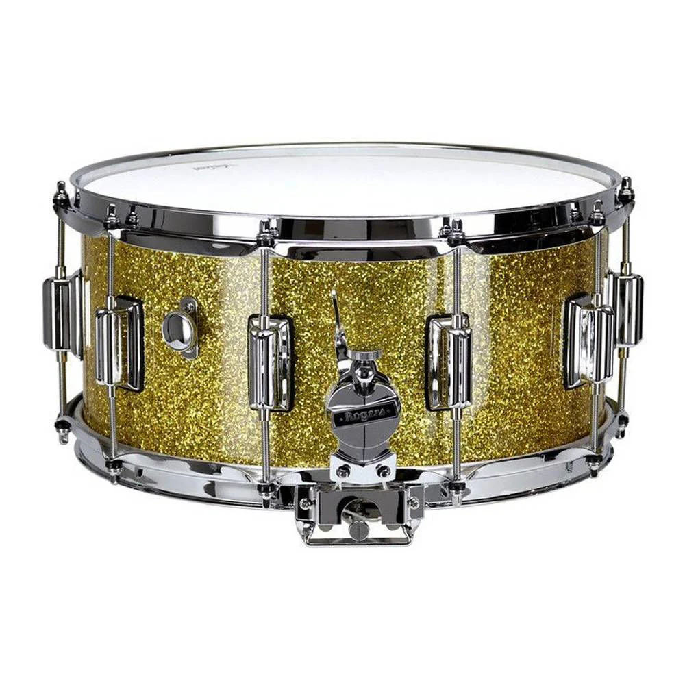Rogers Dyna-Sonic Custom Series 14x6.5 Inch Snare Drum - Gold Sparkle Lacquer - Image 2
