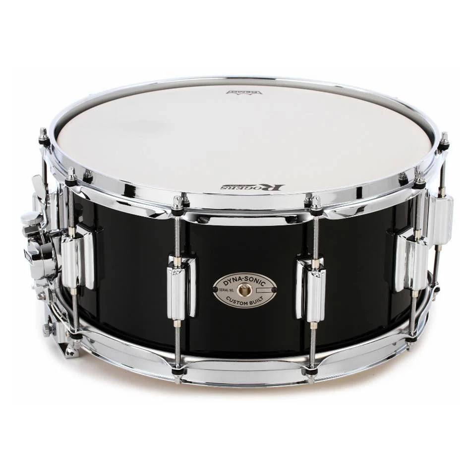 Rogers Dyna-Sonic Custom Series 14x6.5 Inch Snare Drum - High Lustre Black Lacquer - Image 2