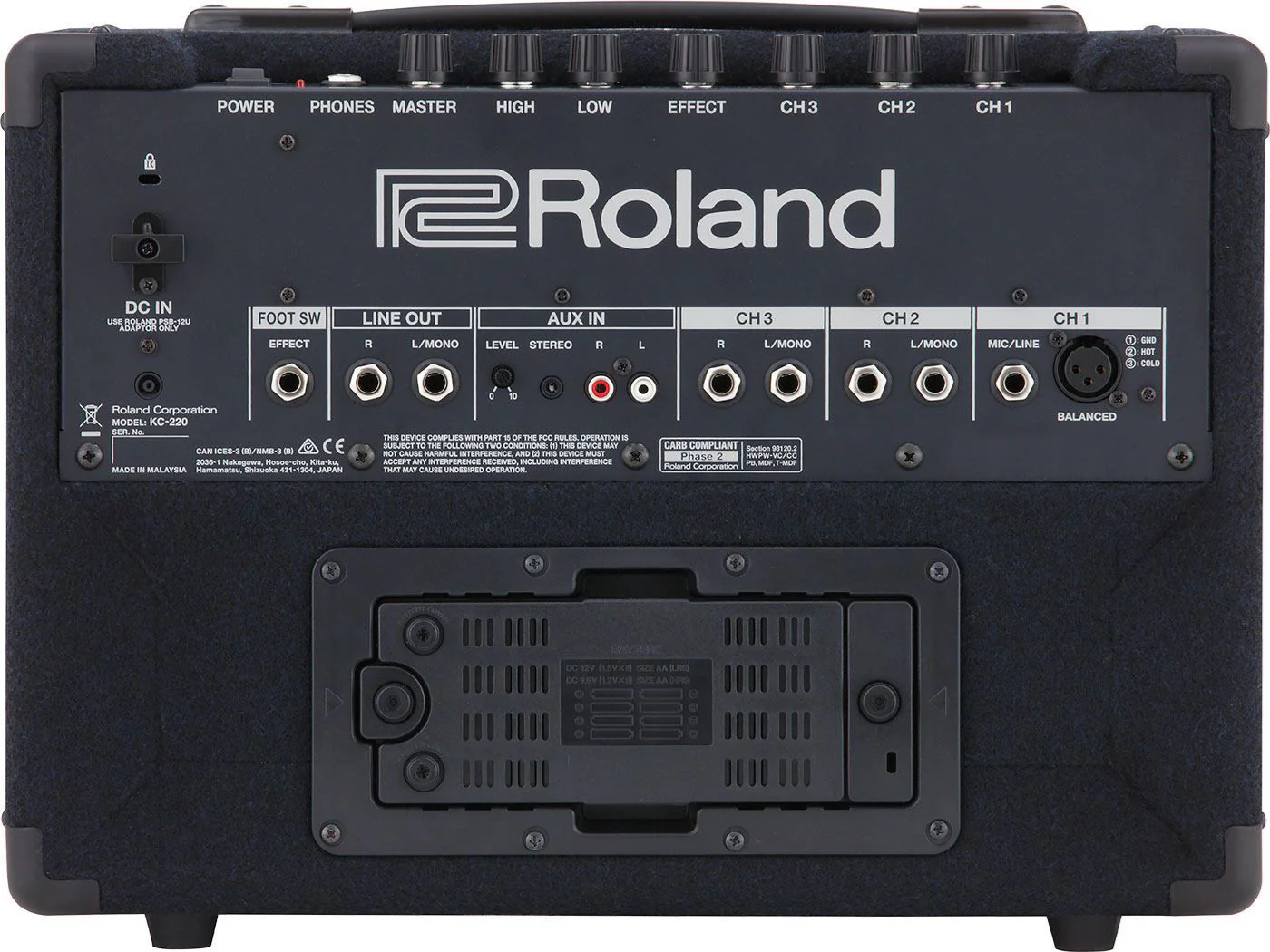 Roland KC-220 3-Channel Battery Powered Stereo Keyboard Amplifier (30w) - Image 7