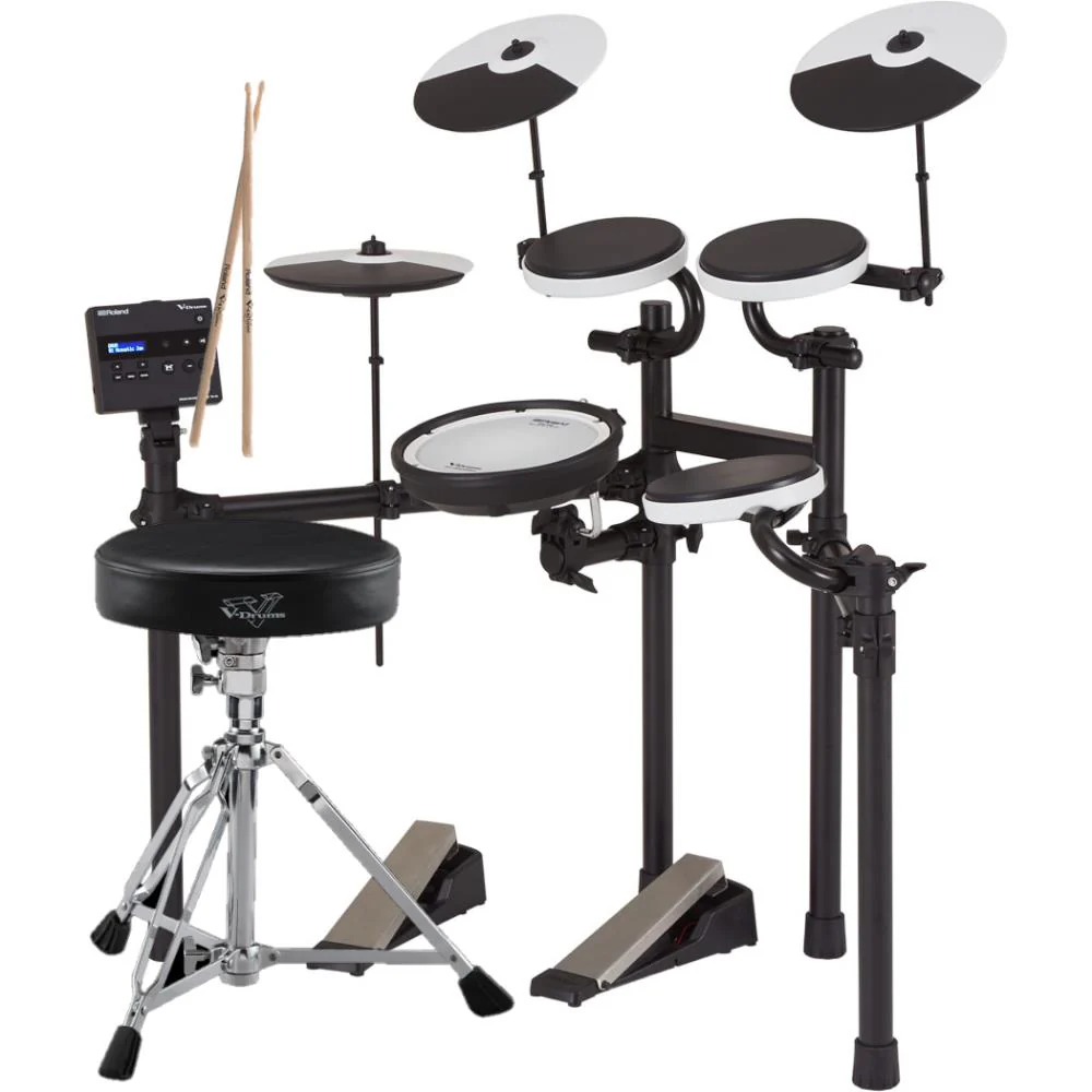 Roland TD-02KV V-Drums Complete Electronic Drum Kit with Mesh Snare and DAP2X Throne & Drumsticks - Image 8