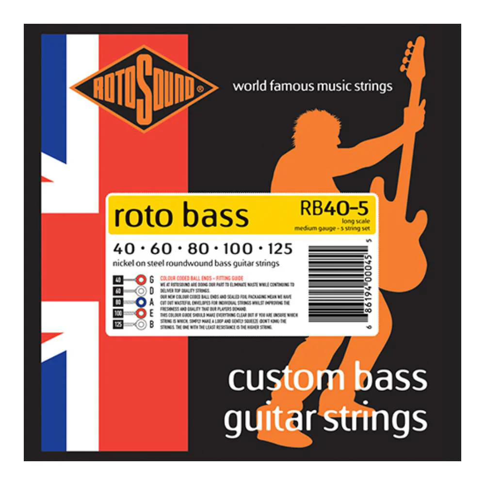 Rotosound RB405 Rotobass Medium 5 string 40-125 Electric Bass Guitar String Set - Image 2