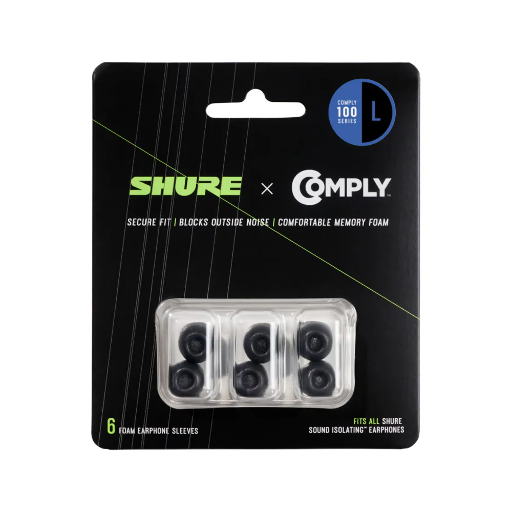 Shure EACYF1-6L Large Comply Series Black Foam Sleeves (3 Pair) - Image 3