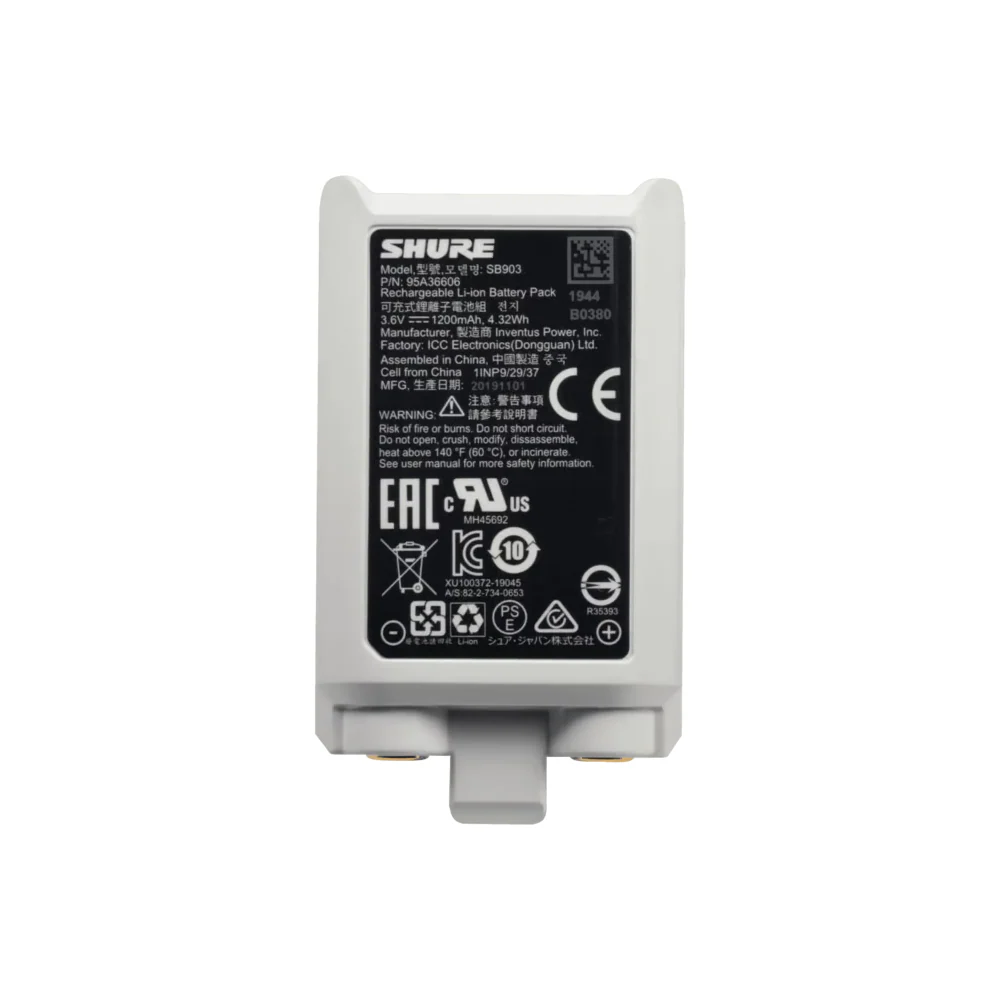 Shure SB903 Lithium-ion battery for SLX-D Wireless Transmitters - Image 2