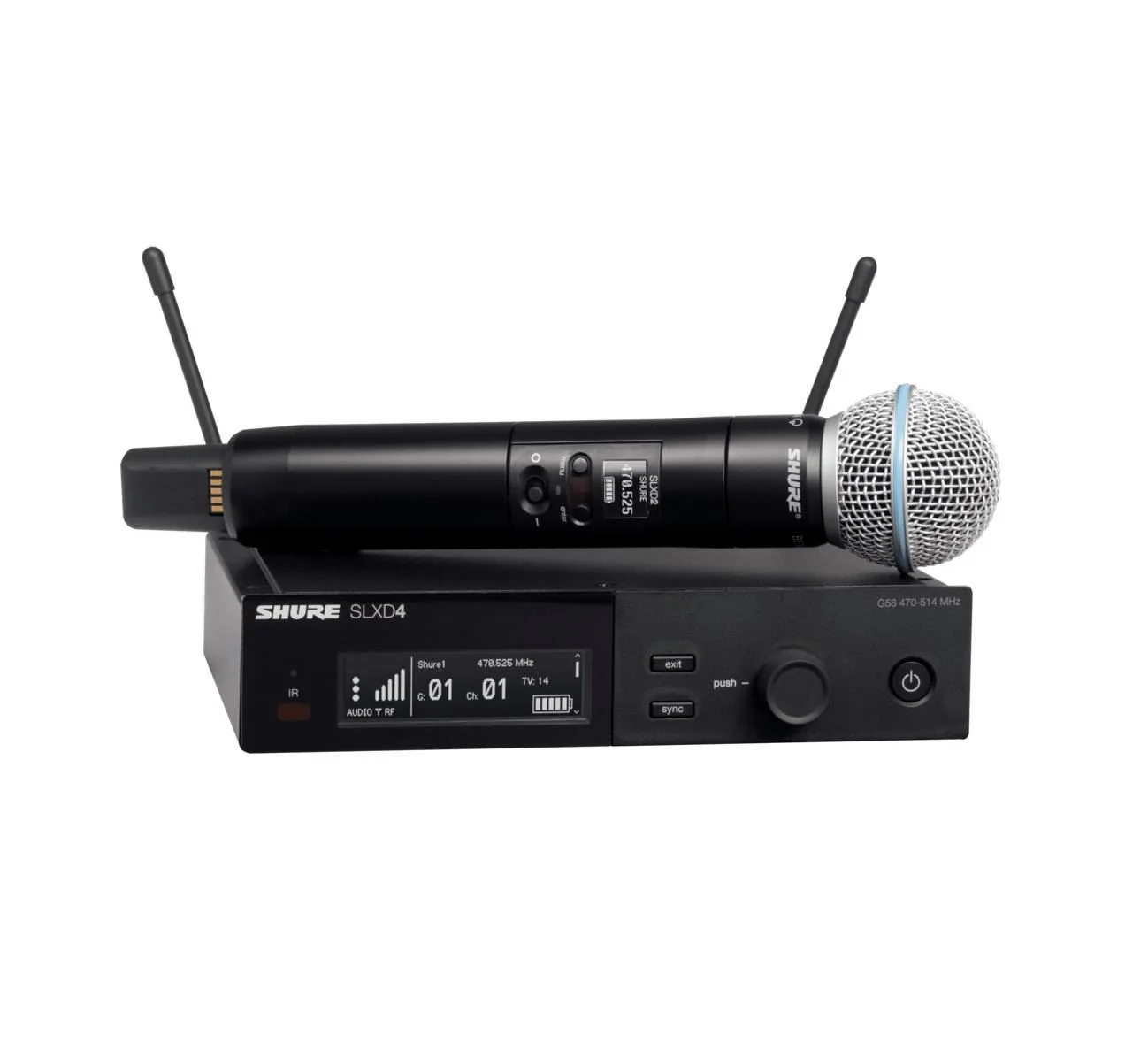 Shure SLX-D System with SLXD2/Beta58 Handheld Transmitter & SLXD4 Digital Wireless Receiver - Image 5