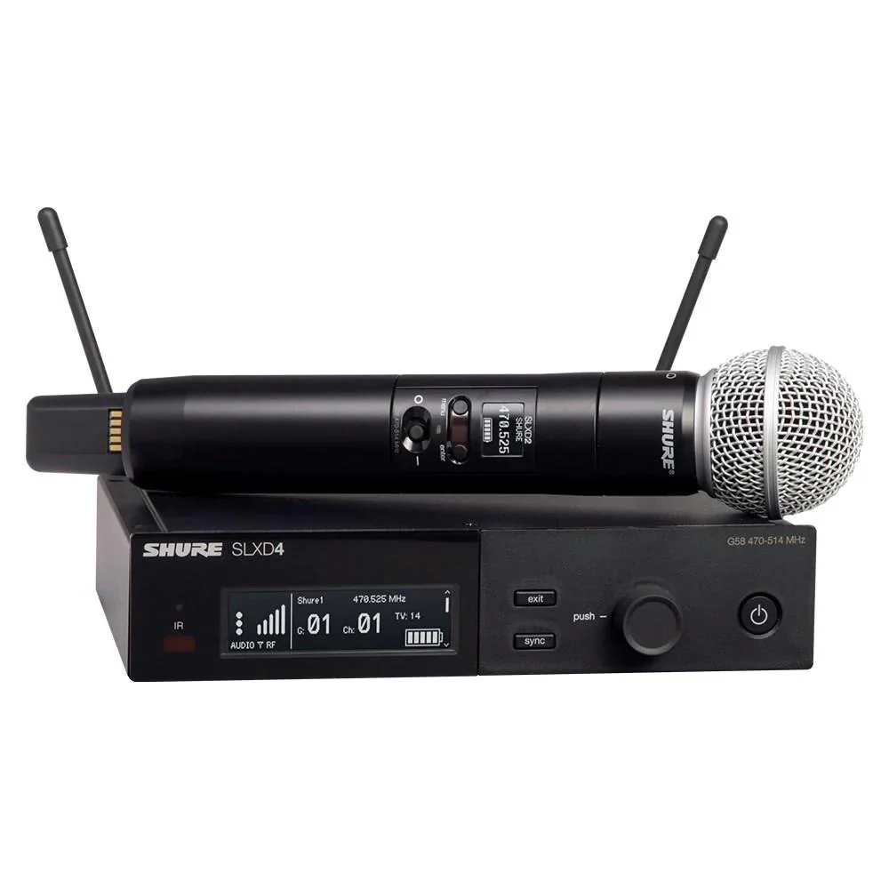 Shure SLX-D System with SLXD2/SM58 Handheld Transmitter and SLXD4 Digital Wireless Receiver - Image 4