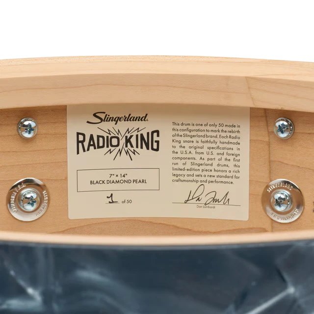 Slingerland Radio King Limited Edition Snare 14 x 7 - Black Diamond - Image 6