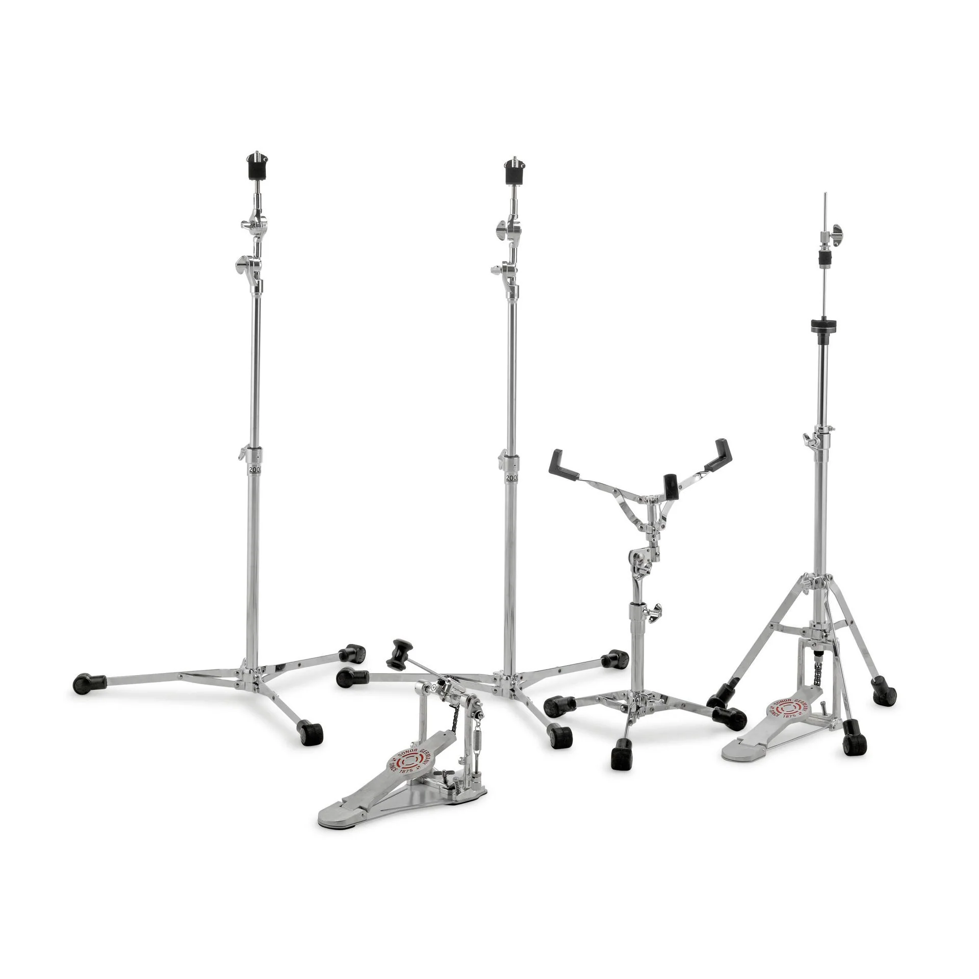 Sonor 2000 Series Single-Braced LT Drum Hardware Set with Silver Lacquer Coating - Image 2