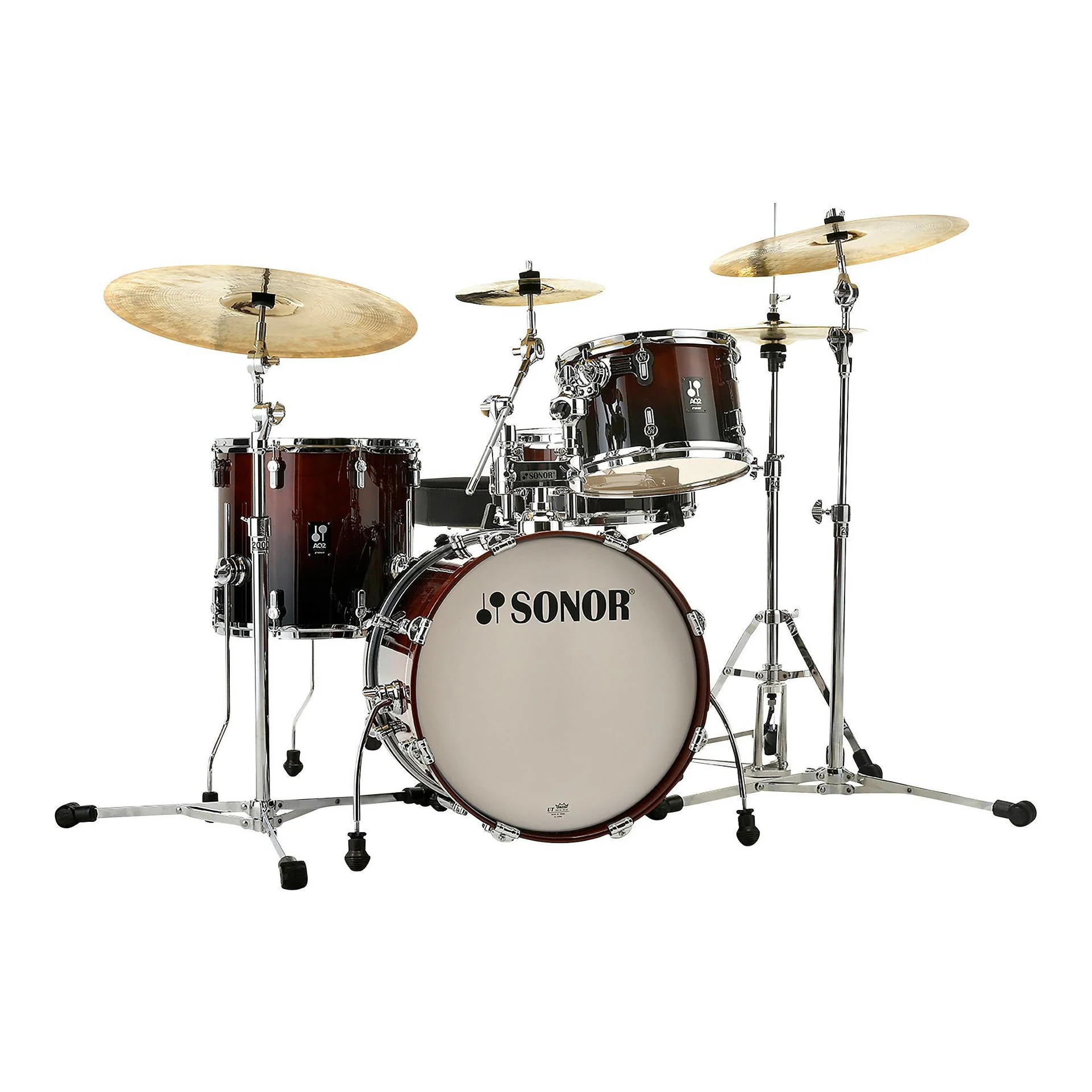 Sonor AQ2 Bop Series 4-Piece Drum Shell Pack - Brown Fade - Image 2