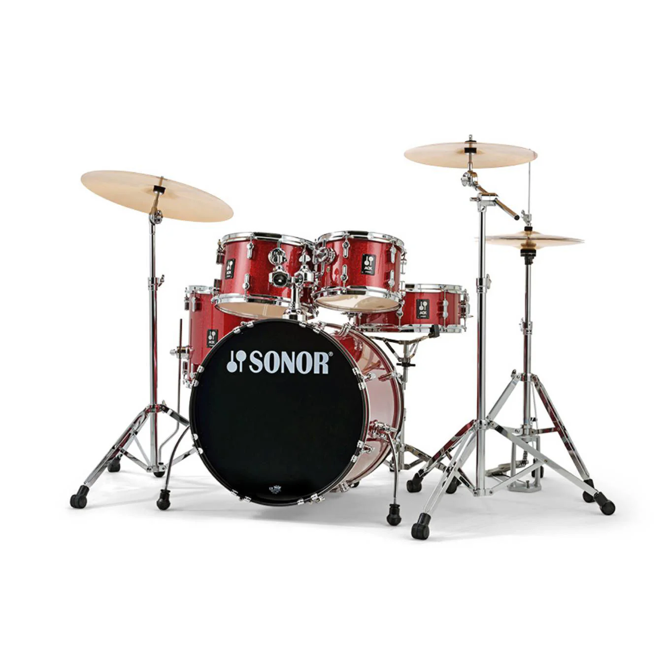 Sonor AQX Studio 5-Piece Drum Kit with 1000 Series Hardware & B8 Cymbal Pack in Red Moon Sparkle - Image 2