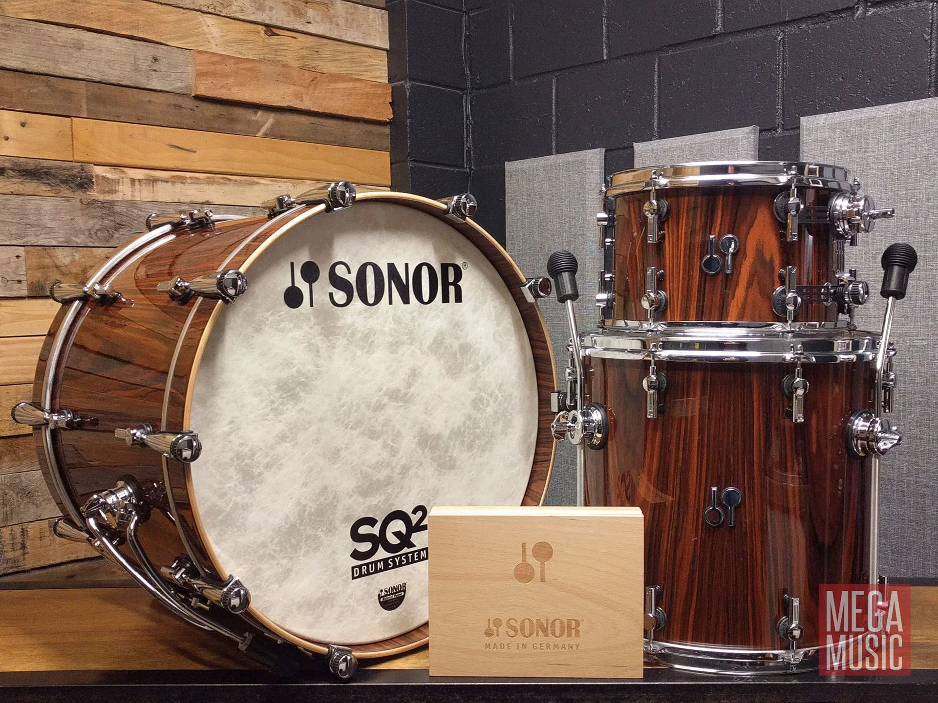 Sonor SQ2 Rosewood Gloss 22-inch 3 Piece Shell Pack Drum Kit - Image 3