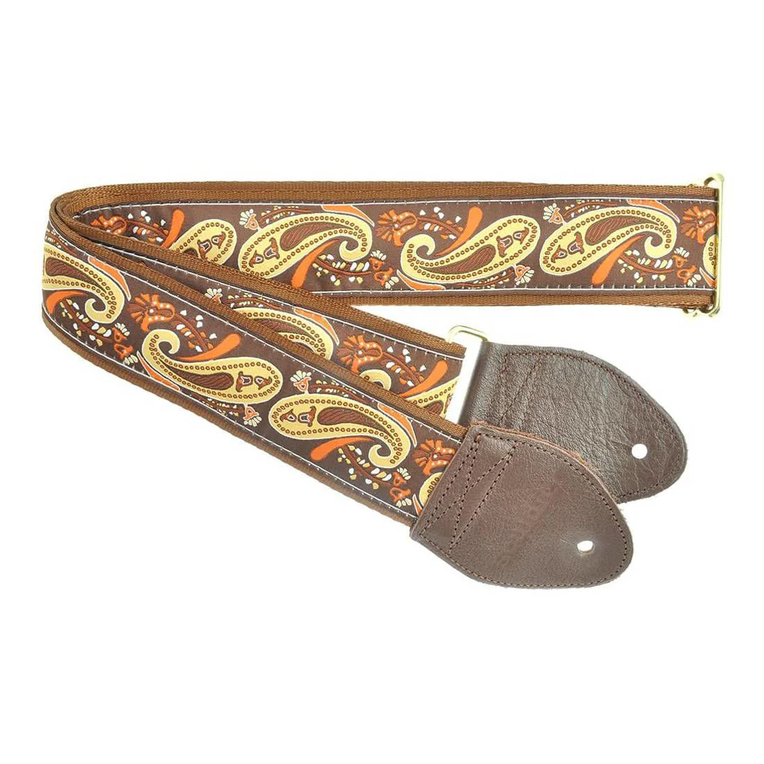 Souldier USA Guitar Strap 1.5in - Paisley GD/ OR Paisley on BR - Image 2