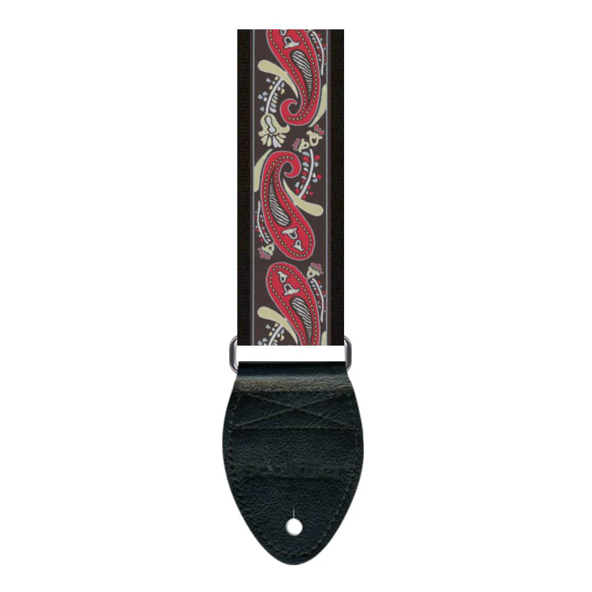 Souldier USA Guitar Strap 1.5in - Paisley RD Paisley on BK - Image 2