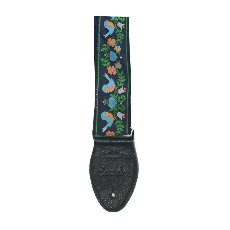 Souldier USA Guitar Strap 2in - Lovebirds LB/GD Birds GR Vine on NV Background - Image 2