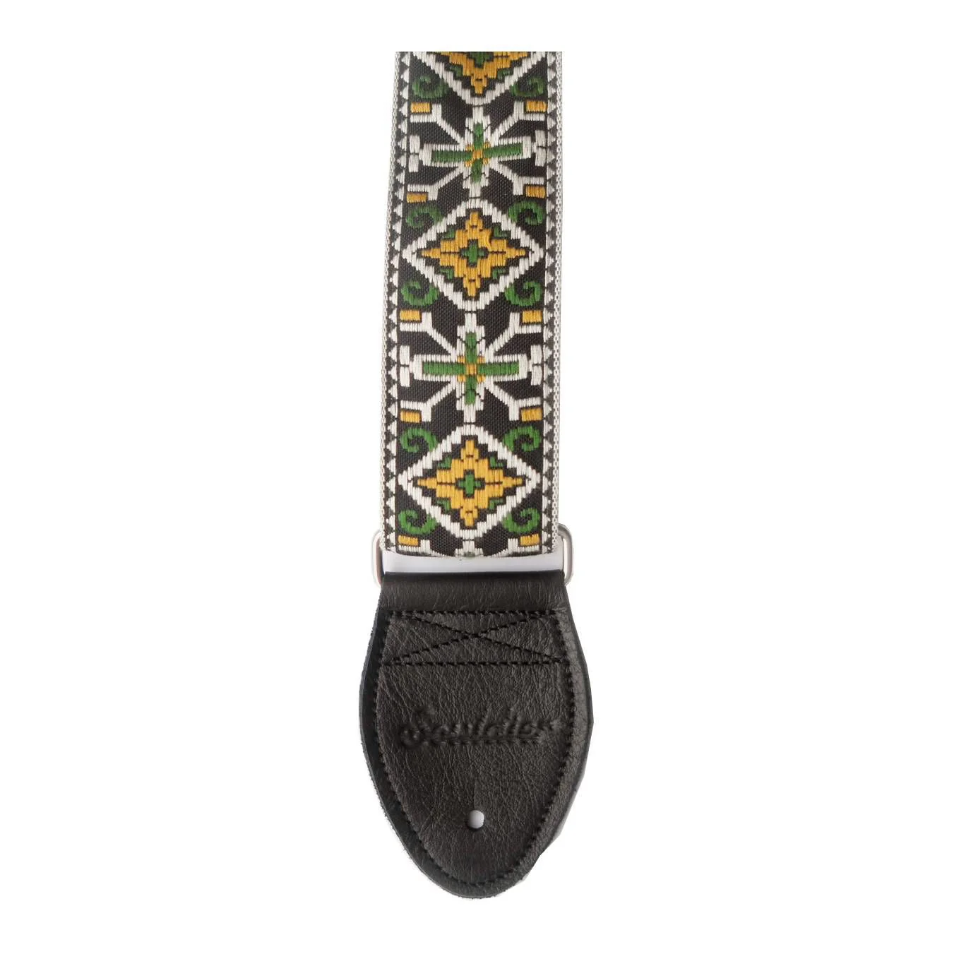 Souldier USA Guitar Strap 2in - San Quentin Cash GD/ WH/ OD on BK Background