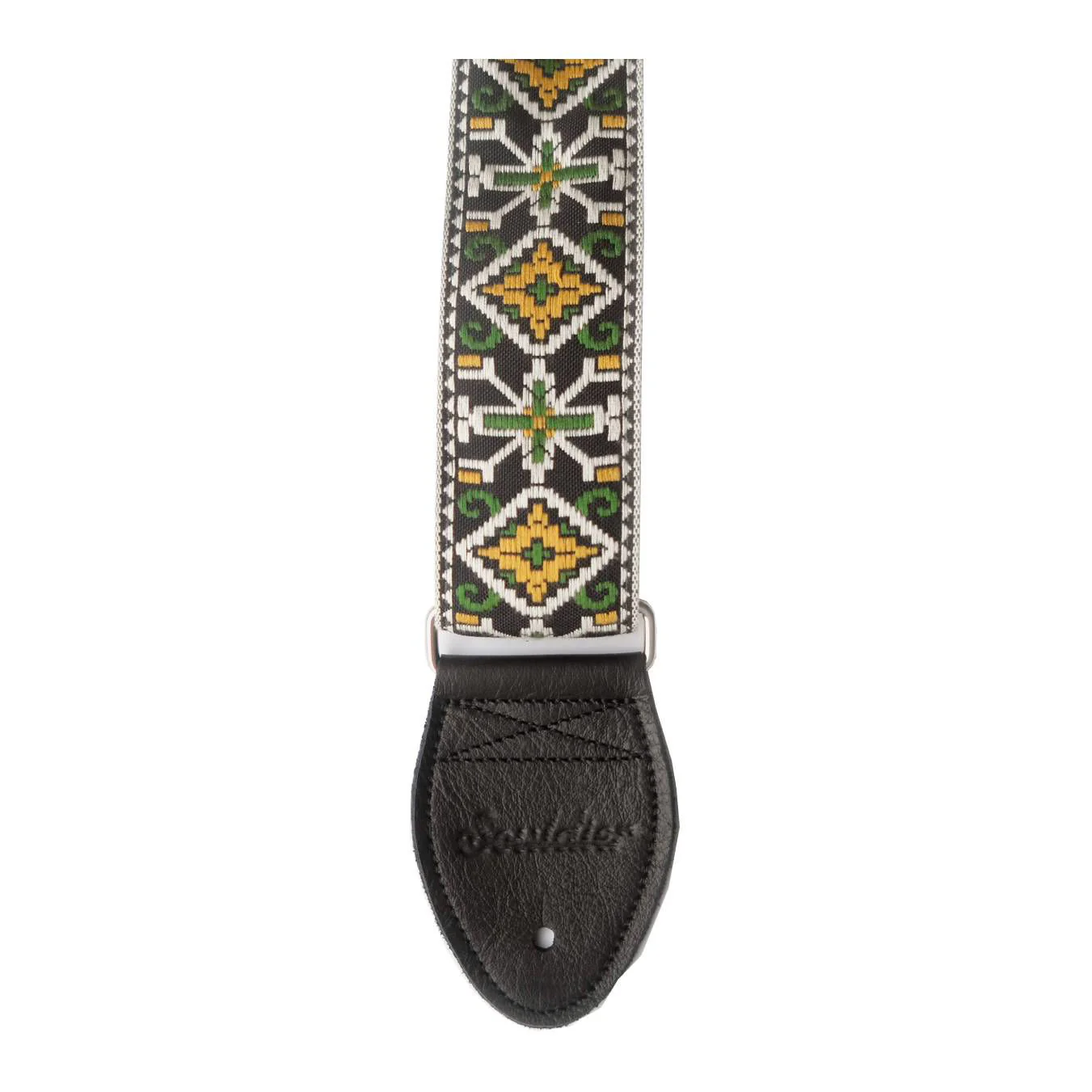 Souldier USA Guitar Strap 2in - San Quentin Cash GD/ WH/ OD on BK Background - Image 2