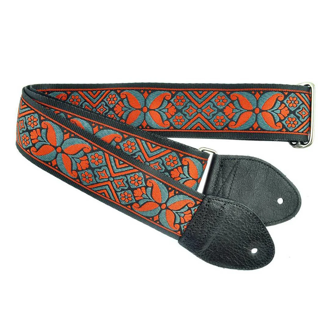 Souldier USA Madrid Guitar Strap Orange/Charcoal on Black - Image 2