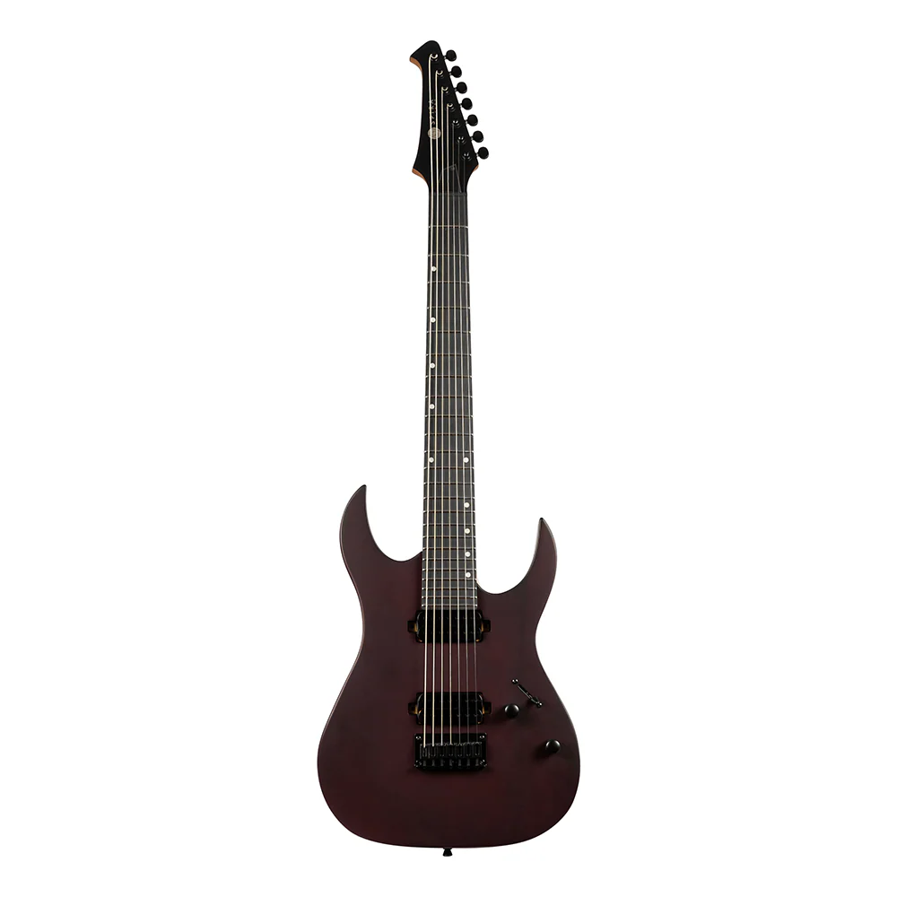 Spira S-407-MWR HH 7-string Electric Guitar with Ebony Fretboard in Satin Wine Red - Image 7
