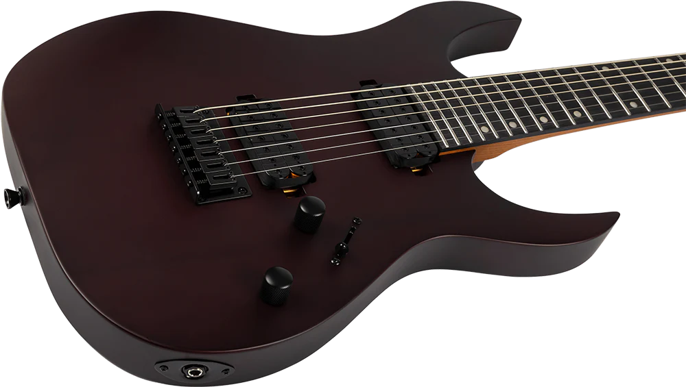 Spira S-407-MWR HH 7-string Electric Guitar with Ebony Fretboard in Satin Wine Red - Image 8