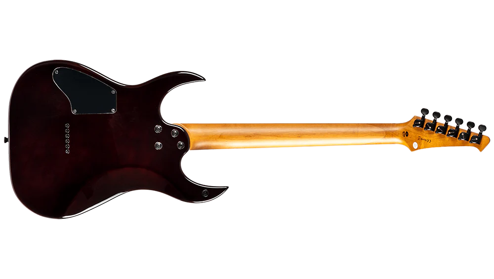 Spira S-450 TGR HH Electric Guitar with Flame Maple Top and Roasted Maple Neck in Transparent Green - Image 8