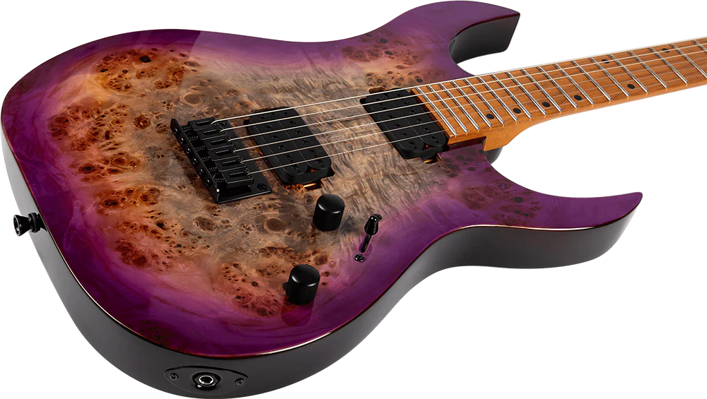 Spira S-450 TPP HH Electric Guitar with Roasted Maple Neck in Transparent Purple - Image 3