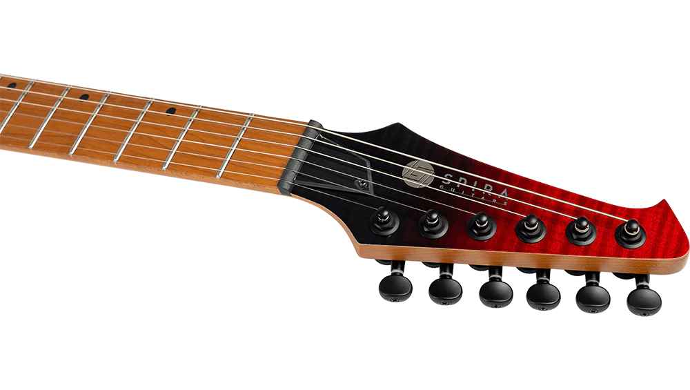 Spira S-450 TRD HH Electric Guitar with Roasted Maple Neck in Transparent Red-Black - Image 5