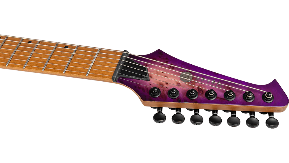 Spira S-457 TPP HH 7-string Electric Guitar with Roasted Maple Neck in Transparent Purple - Image 4