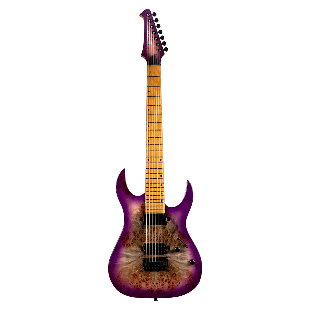 Spira S-457 TPP HH 7-string Electric Guitar with Roasted Maple Neck in Transparent Purple - Image 7