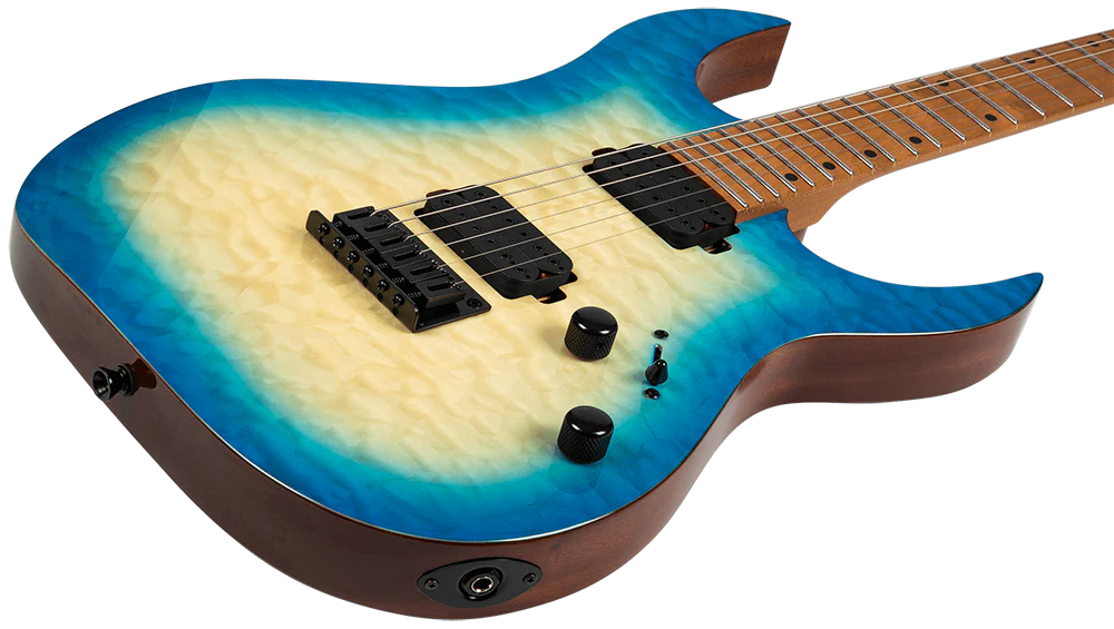 Spira S-500 QAB HH Electric Guitar in Trans Aqua Blue - Image 3