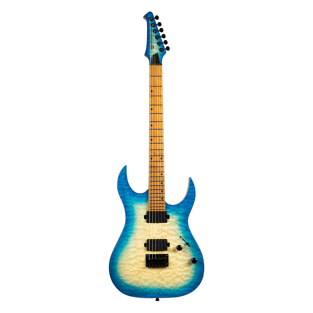 Spira S-500 QAB HH Electric Guitar in Trans Aqua Blue - Image 7