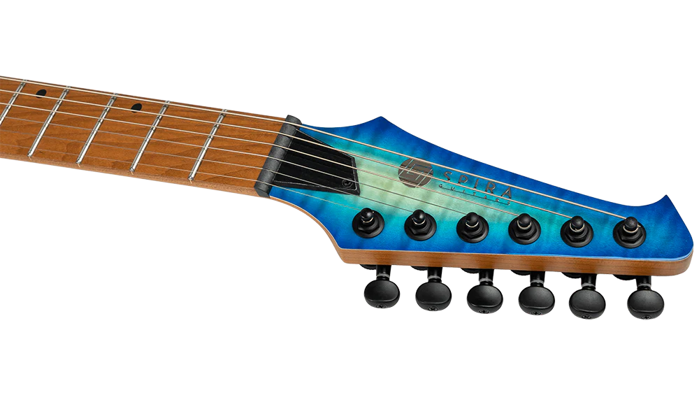 Spira S-500 QAB HH Electric Guitar in Trans Aqua Blue - Image 8