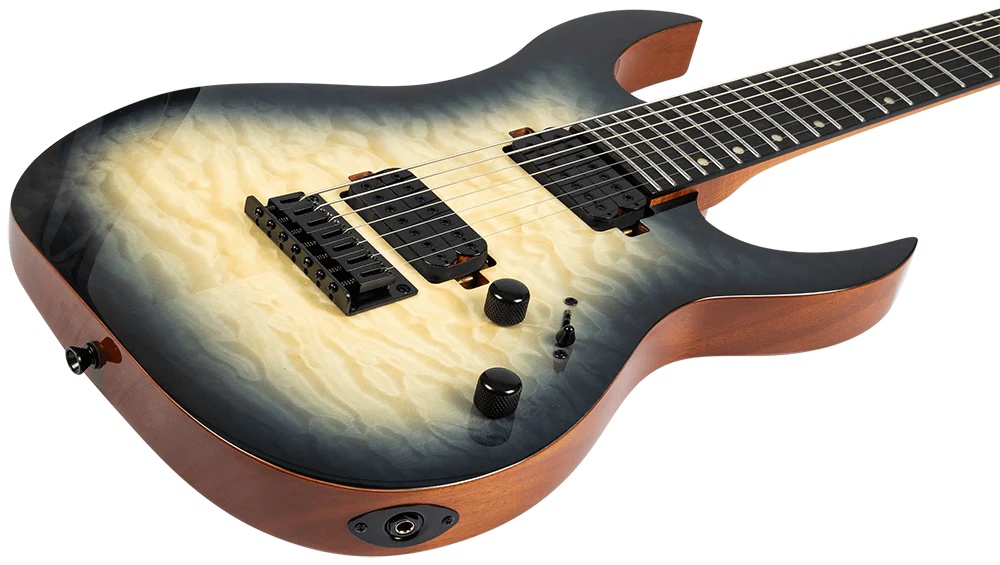 Spira S-507 QGY E HH 7-string Electric Guitar with Roasted Maple Neck in Trans Grey - Image 3