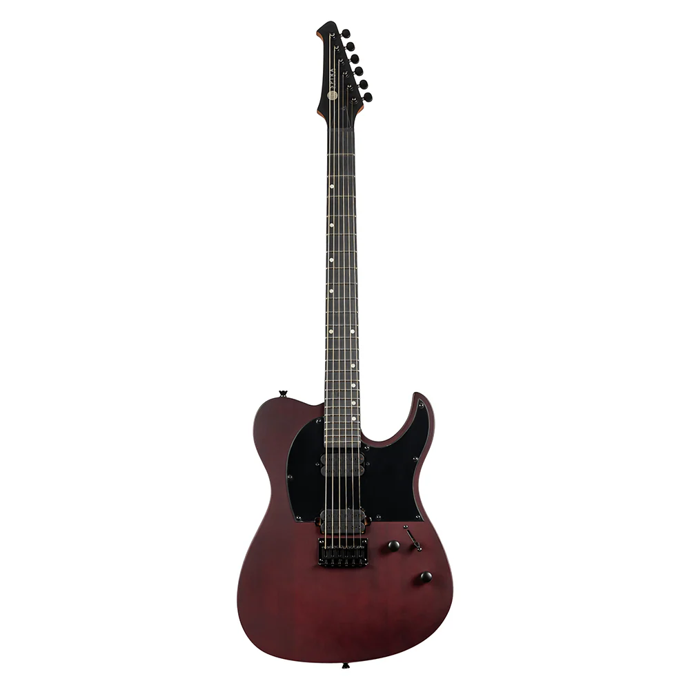 Spira T-400 MWR HH Electric Guitar with Roasted Maple Neck and Ebony Fretboard in Satin Wine Red - Image 5