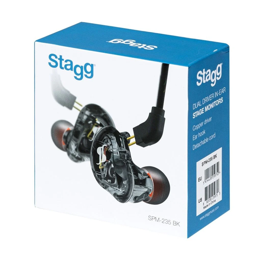 Stagg In Ear Monitor Dual Driver Set with Case in Black - Image 5