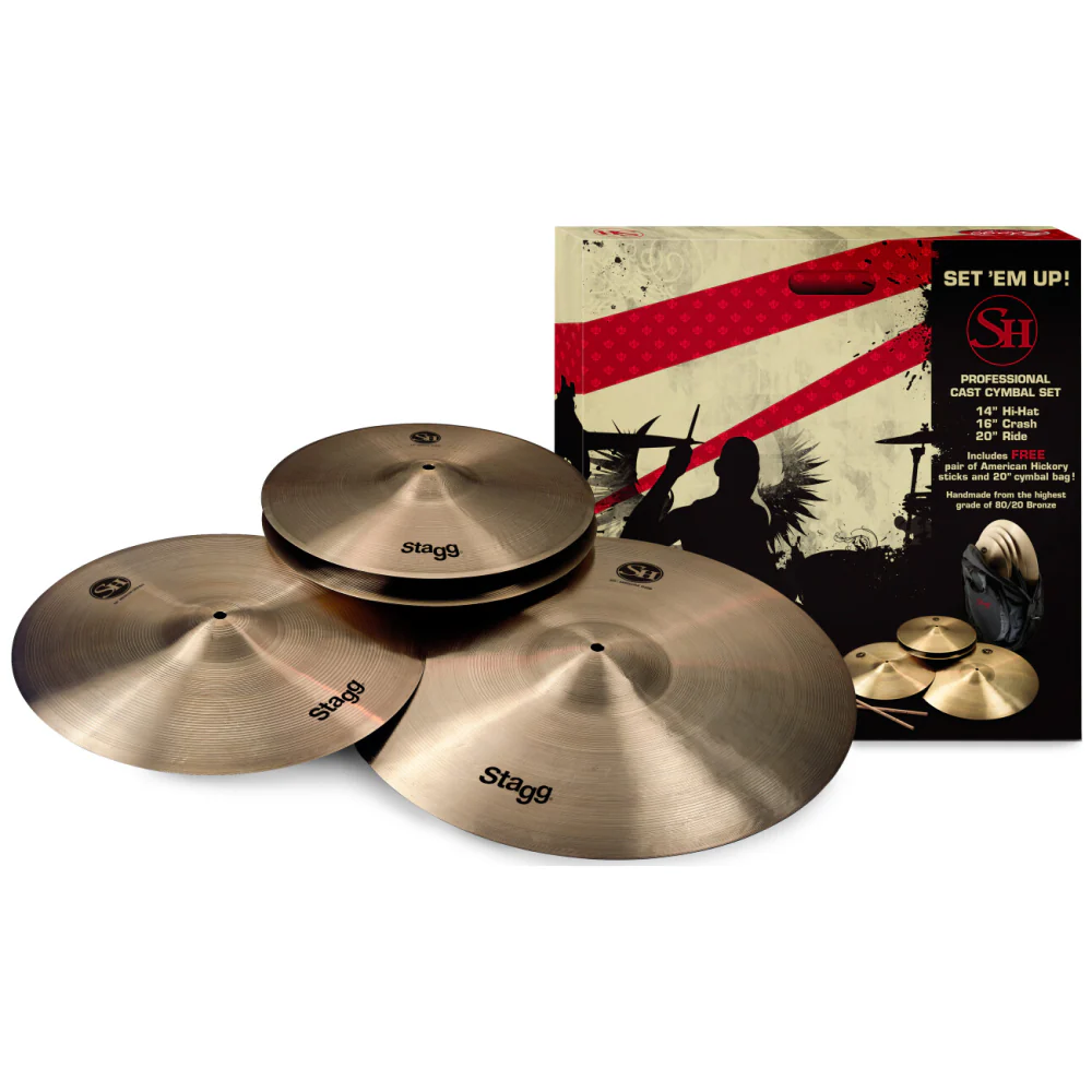 Stagg SH Bronze Cymbal Set with Bonus Cymbal Bag and Sticks - Image 2