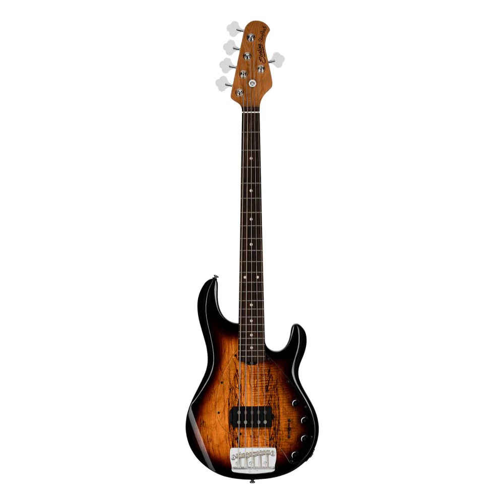 Sterling by Music Man Ray35 5 String Bass StingRay Spalted Maple 3 Tone Sunburst - Image 5