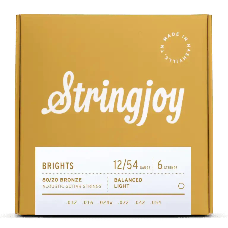 Stringjoy Brights Light Gauge (12-54) 80/20 Bronze Acoustic Guitar Strings