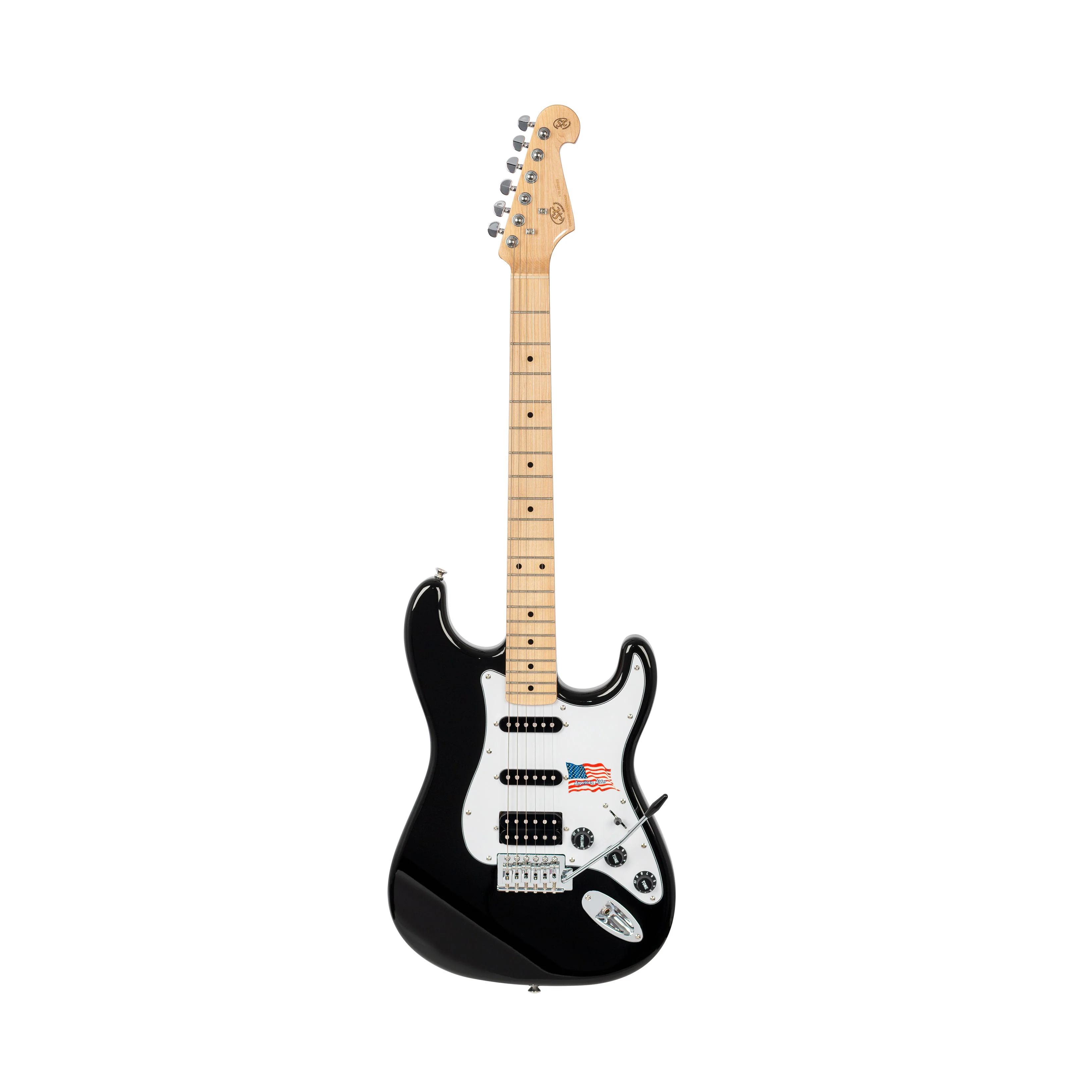 SX ALD2HUB Alder Series Electric Guitar with Humbucker in Black - Image 2