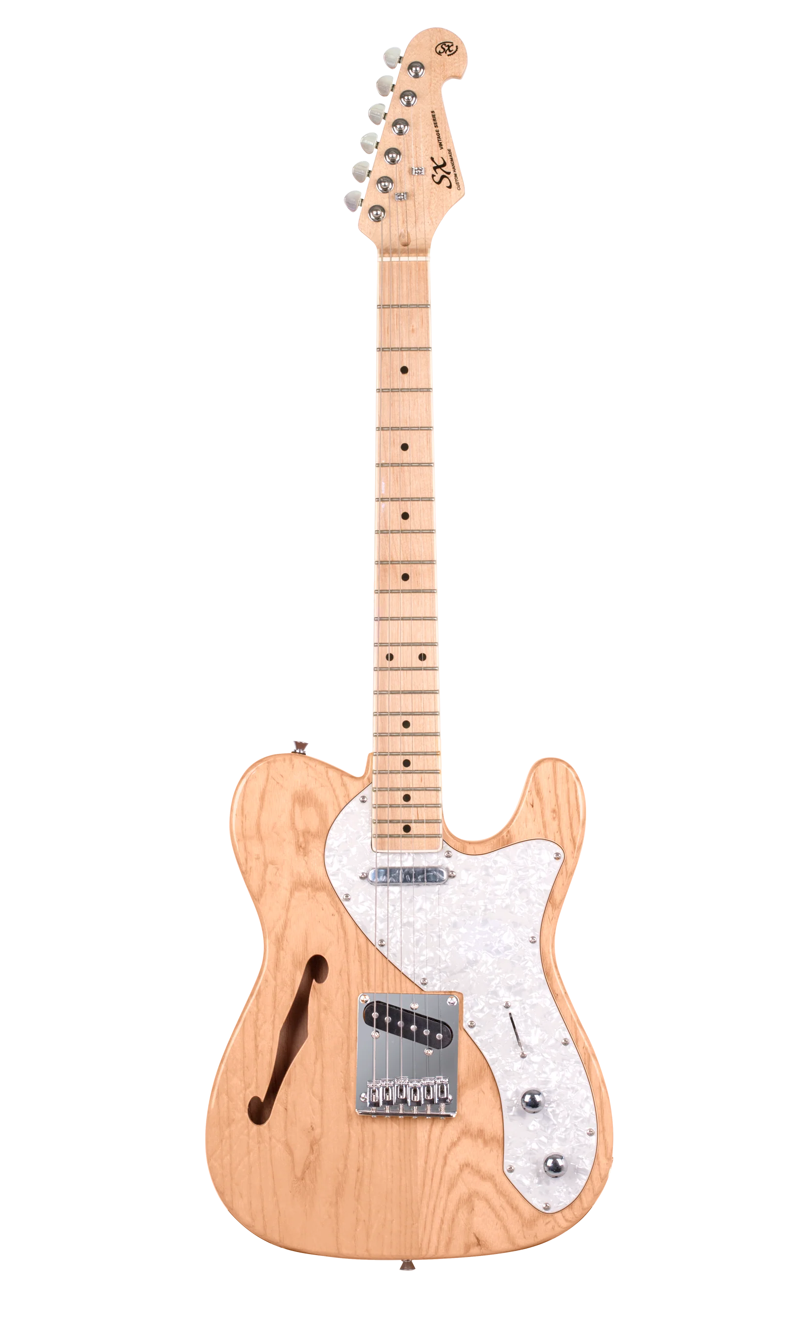 SX ASH3TNA Ash Series TL Style Hollow Body Electric Guitar in Natural Gloss