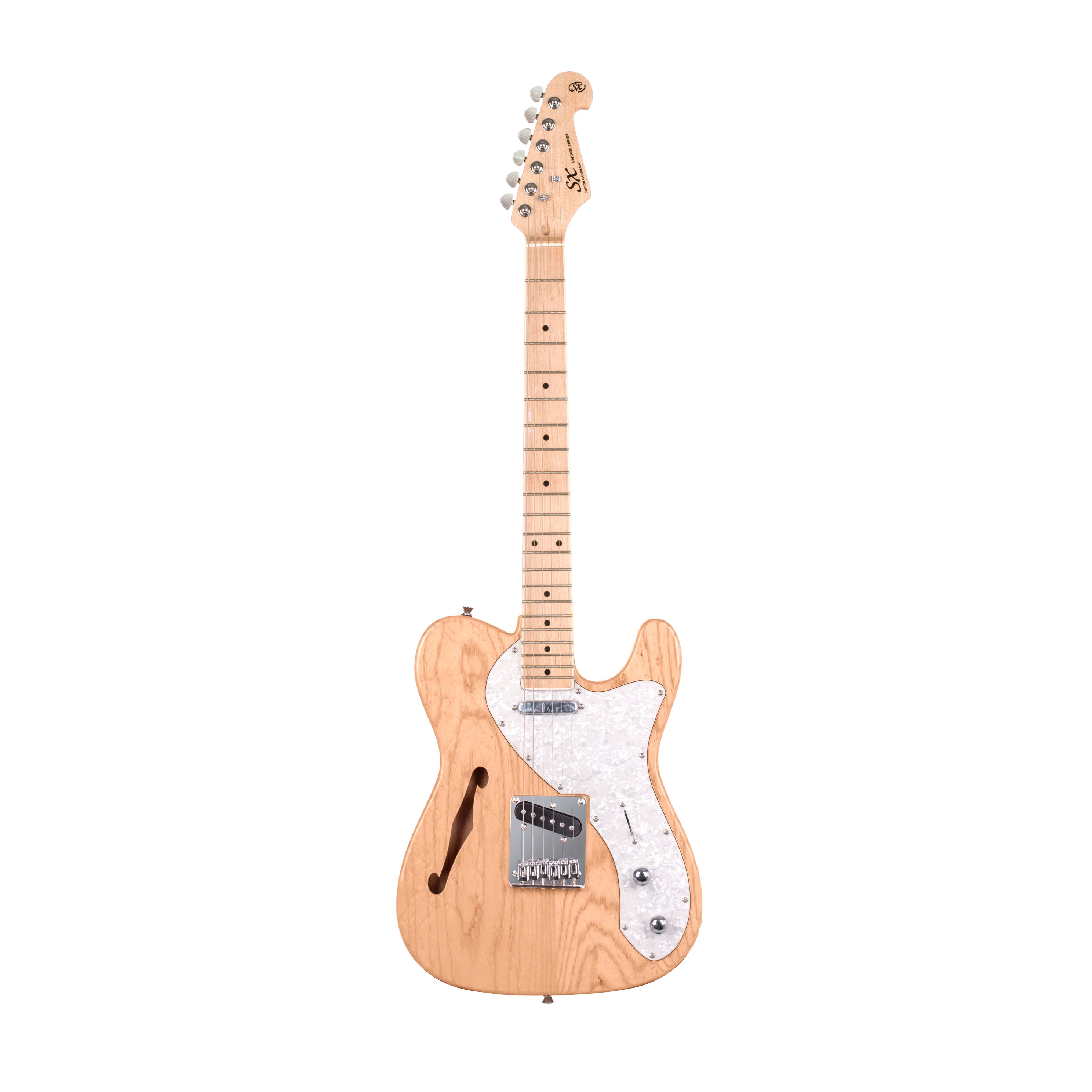 SX ASH3TNA Ash Series TL Style Hollow Body Electric Guitar in Natural Gloss - Image 2