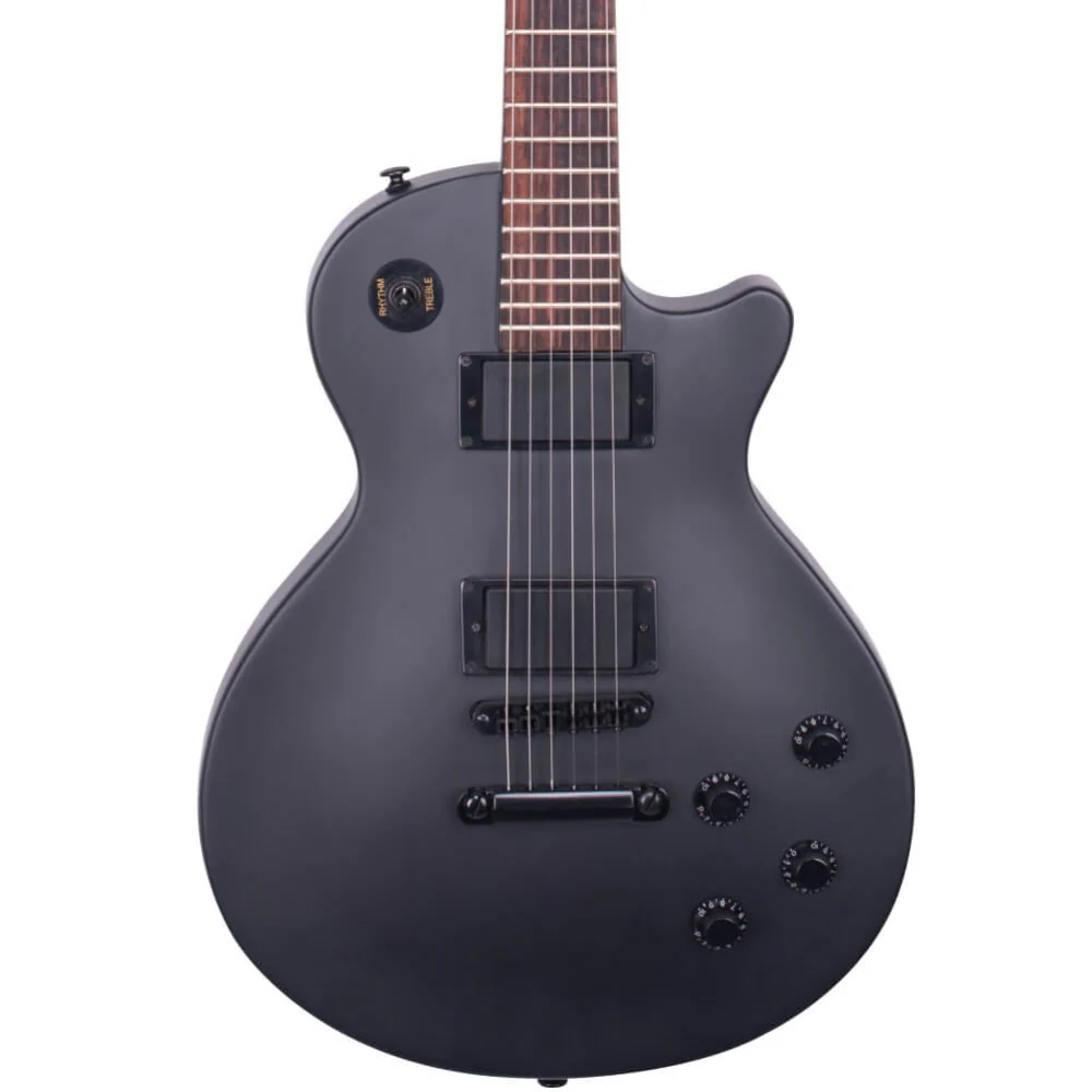 SX EE3S Les Paul Style Electric Guitar - Satin Black - Image 2