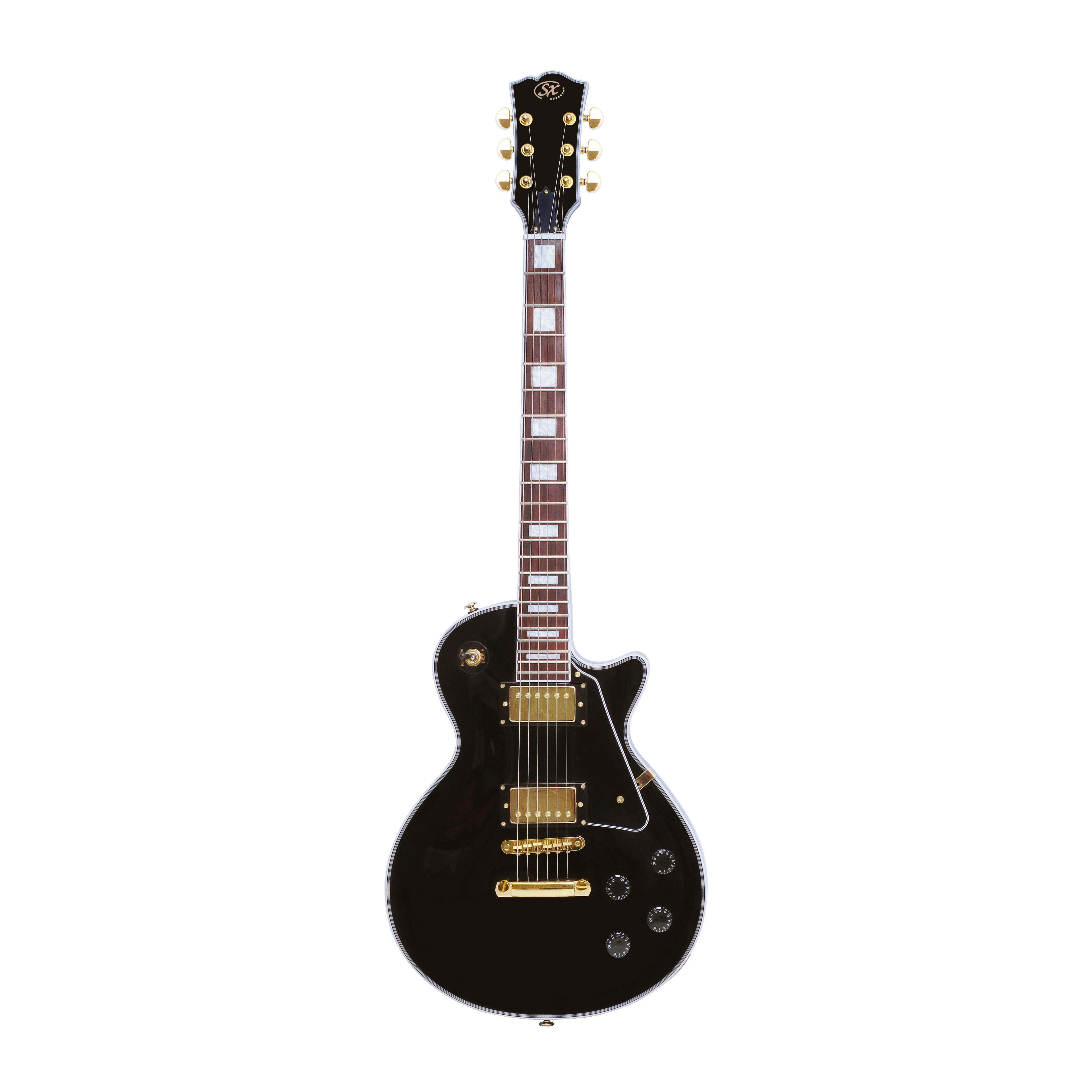 SX EH3BK Deluxe Les Paul Style Electric Guitar in Black - Image 2
