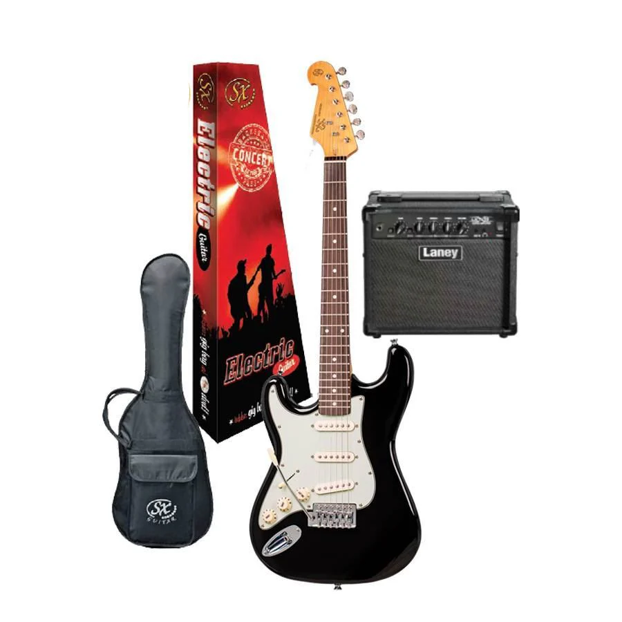 SX Essex & Laney Left-Handed Electric Guitar Pack in Black (VES62LHB Electric Guitar & Laney Amp) - Image 3
