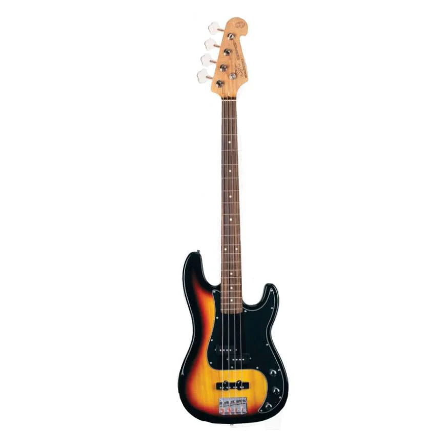 SX Essex PJ 4-String Bass Guitar Pack in 3 Tone Sunburst - Image 2