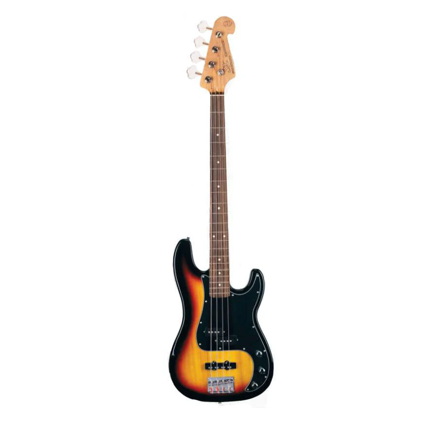 SX Essex PJ 4-String Bass Guitar Pack in 3 Tone Sunburst - Image 3