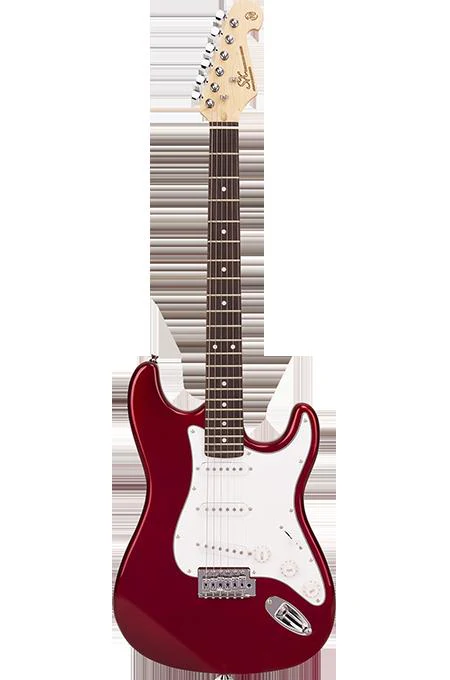 SX Essex ST Style Full Size Electric Guitar in Candy Apple Red & Amp Pack - Image 6