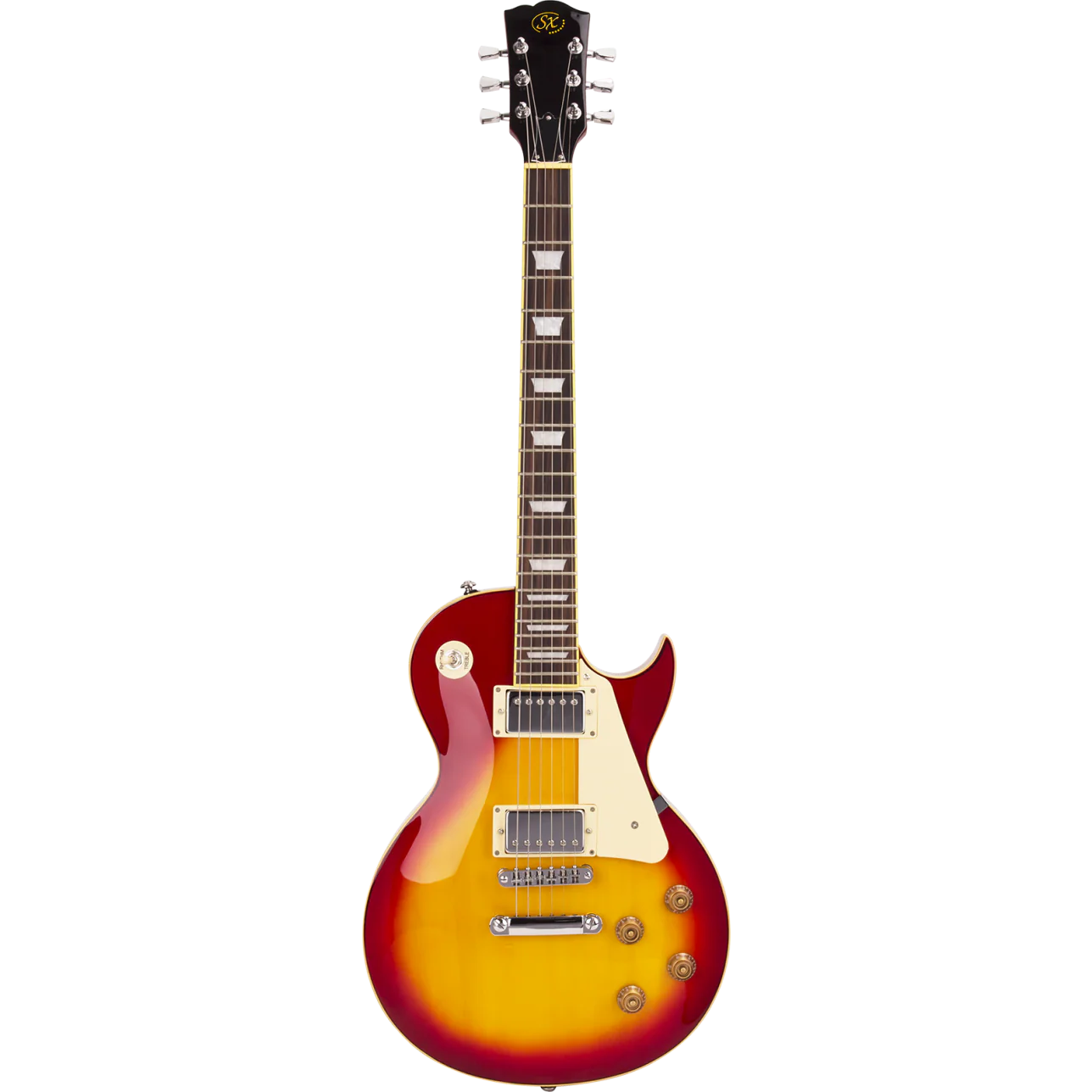 SX Les Paul Style Electric Guitar Pack with Gig Bag - Cherry Sunburst - Image 8