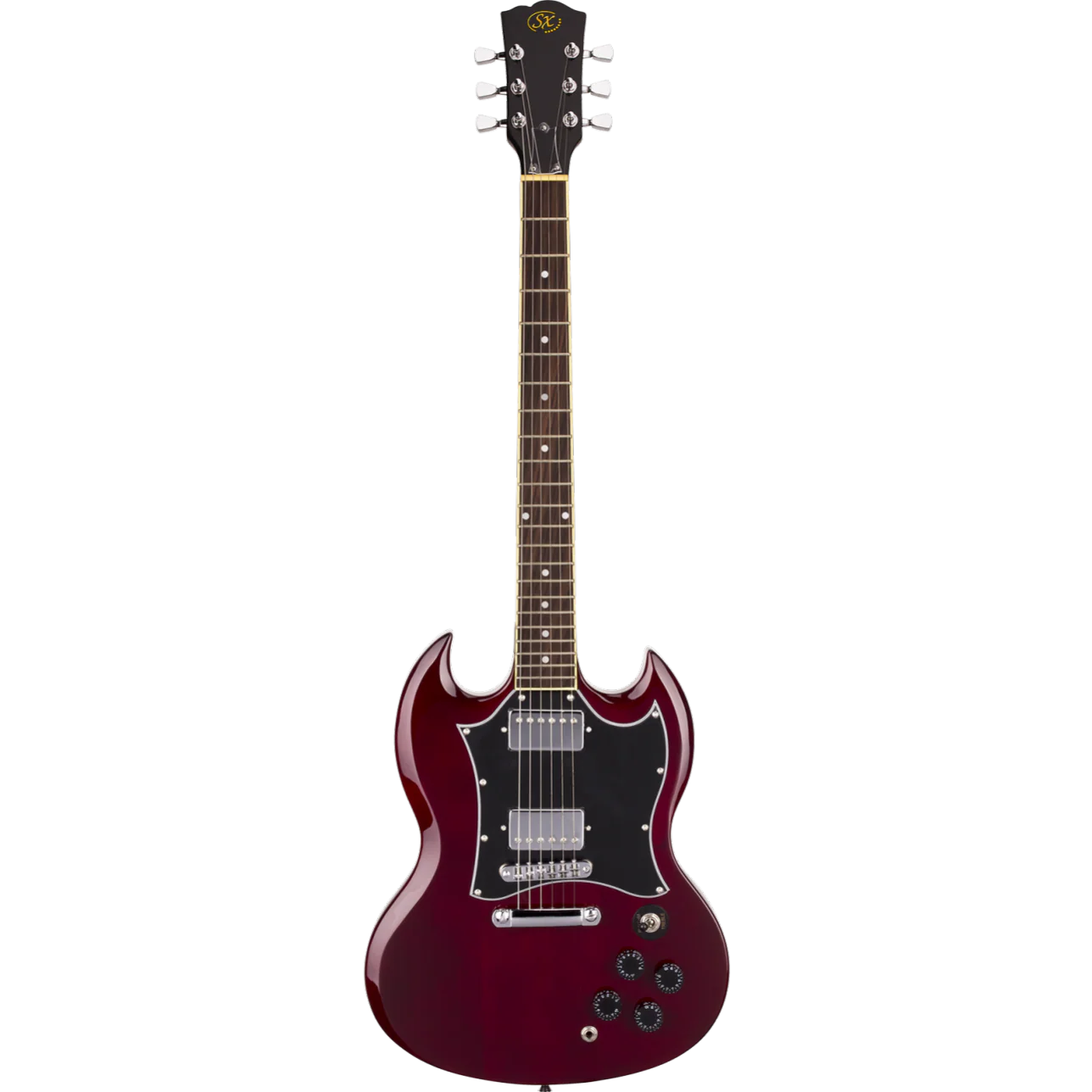 SX SG Style Electric Guitar Pack with Bag in Transparent Wine Red - Image 4