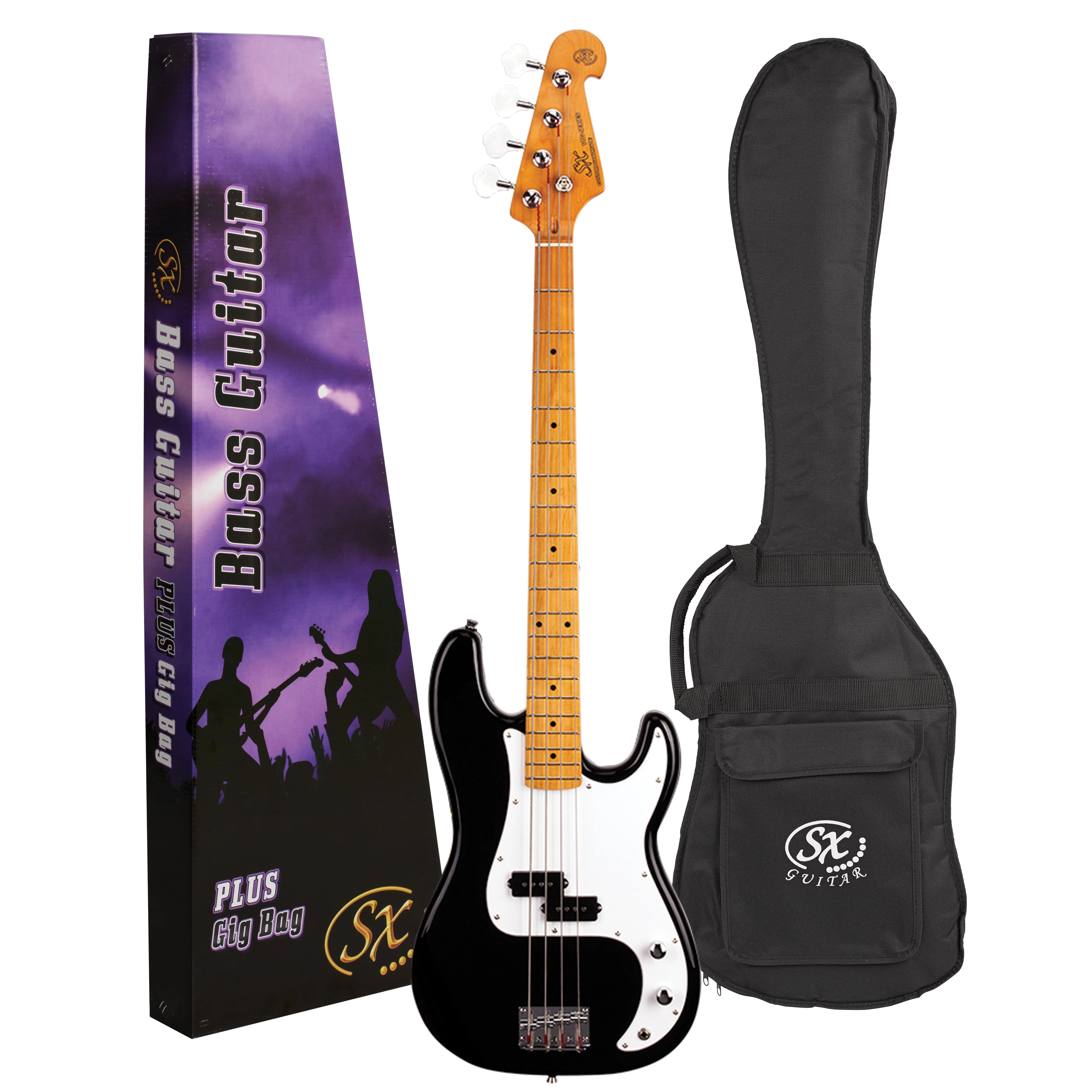 SX VEP57B Electric P Bass Guitar - Black