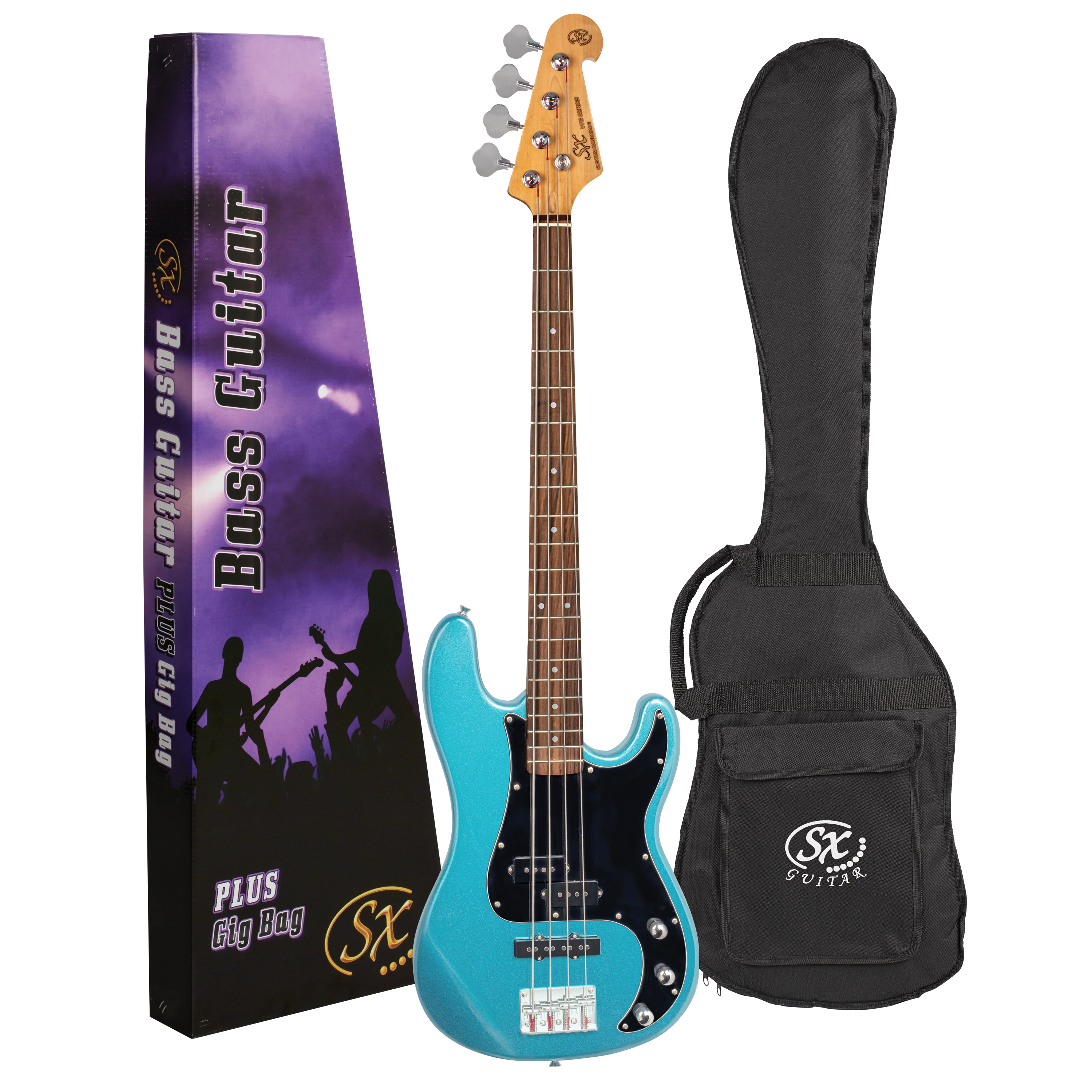 SX VEP62LPB P+J Electric Bass Guitar - Lake Placid Blue